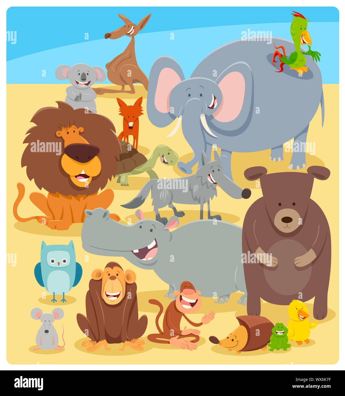 Groupe de personnages cartoon animal Banque D'Images