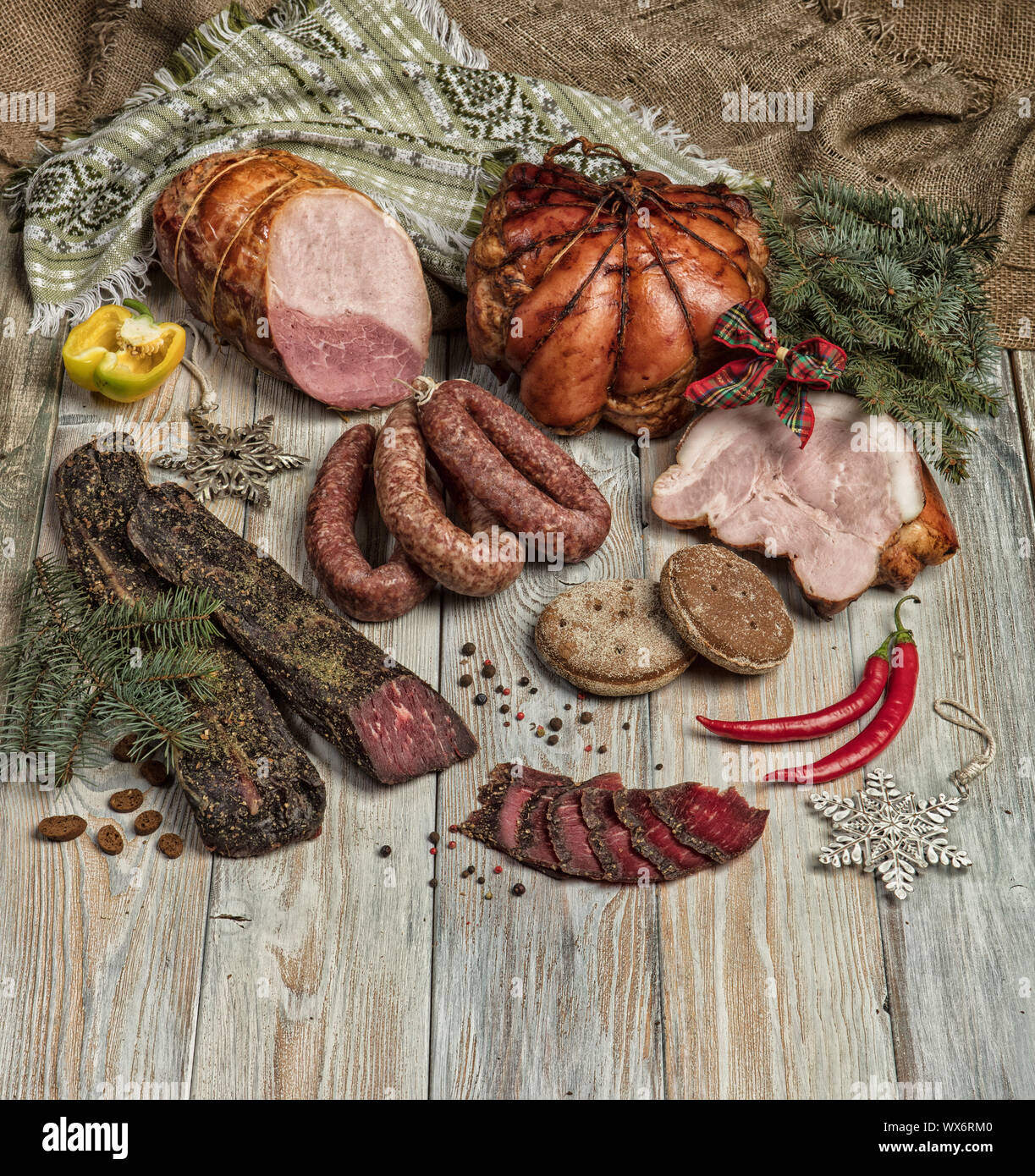 Jambon et Légumes Banque D'Images