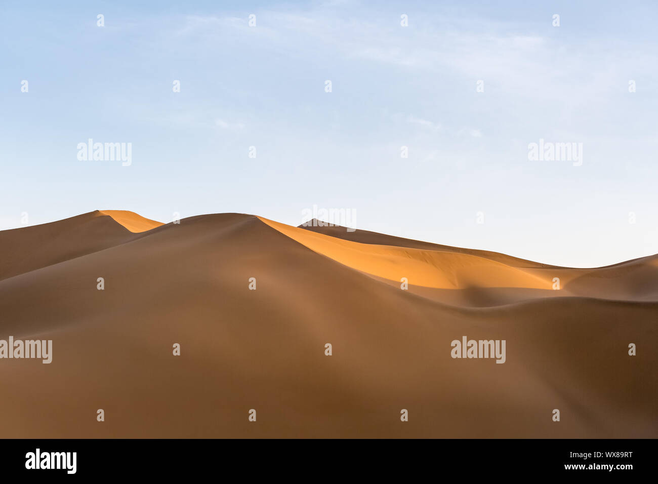 Sand dunes illuminées par le soleil couchant Banque D'Images