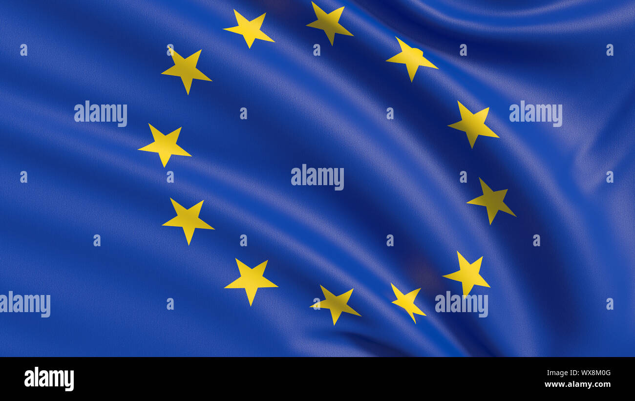 La texture du tissu du drapeau de l'Union européenne Banque D'Images