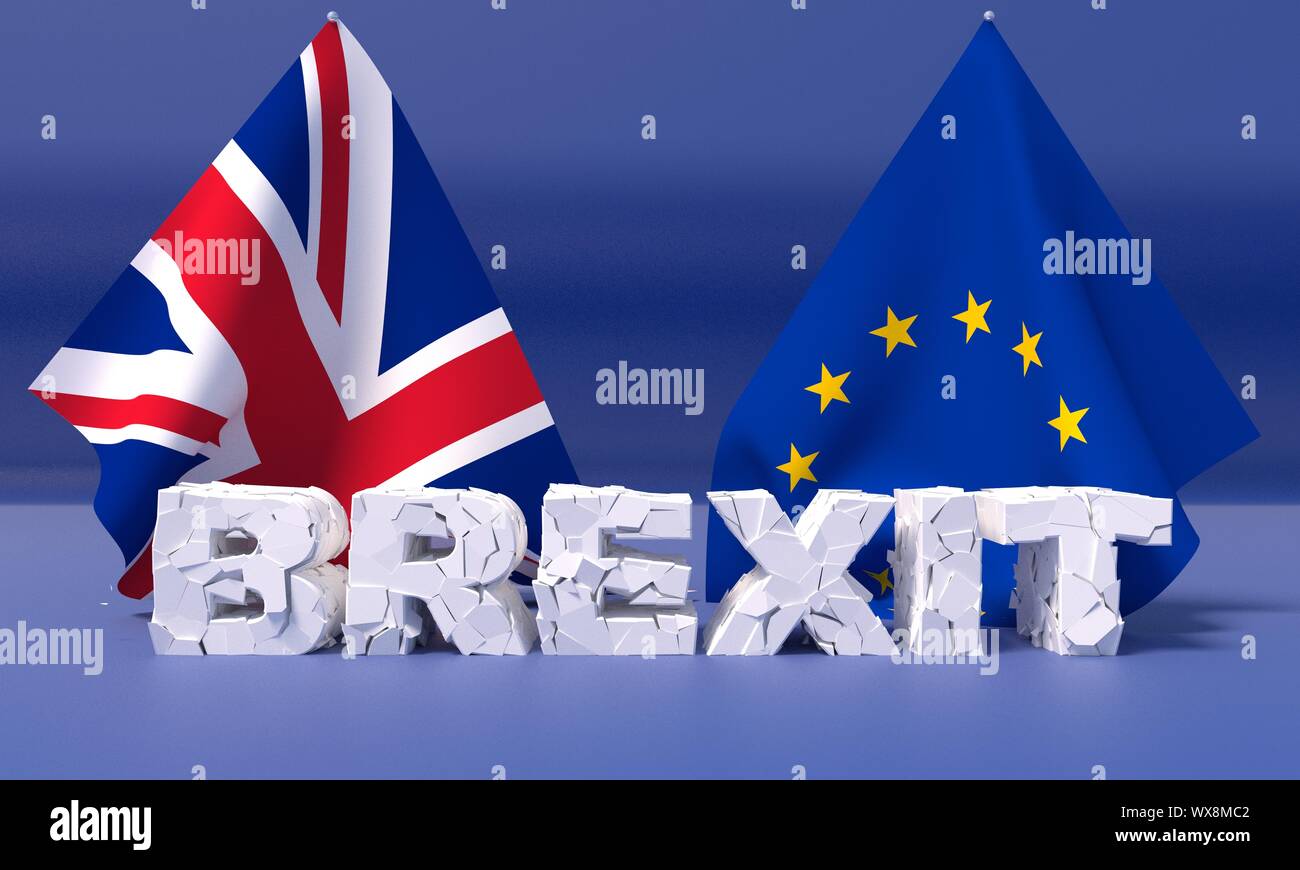 3D illustration de Brexit référendum avec un drapeau et le texte 3D Banque D'Images
