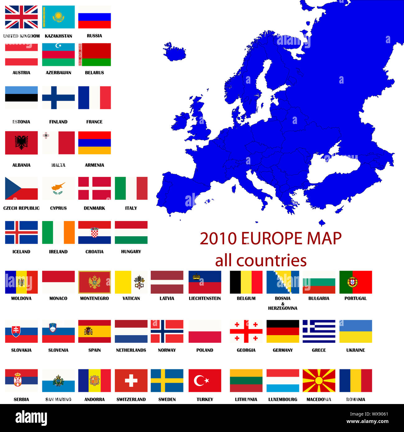 Carte modifiable de l'Europe- tous les pays avec des frontières et des ...