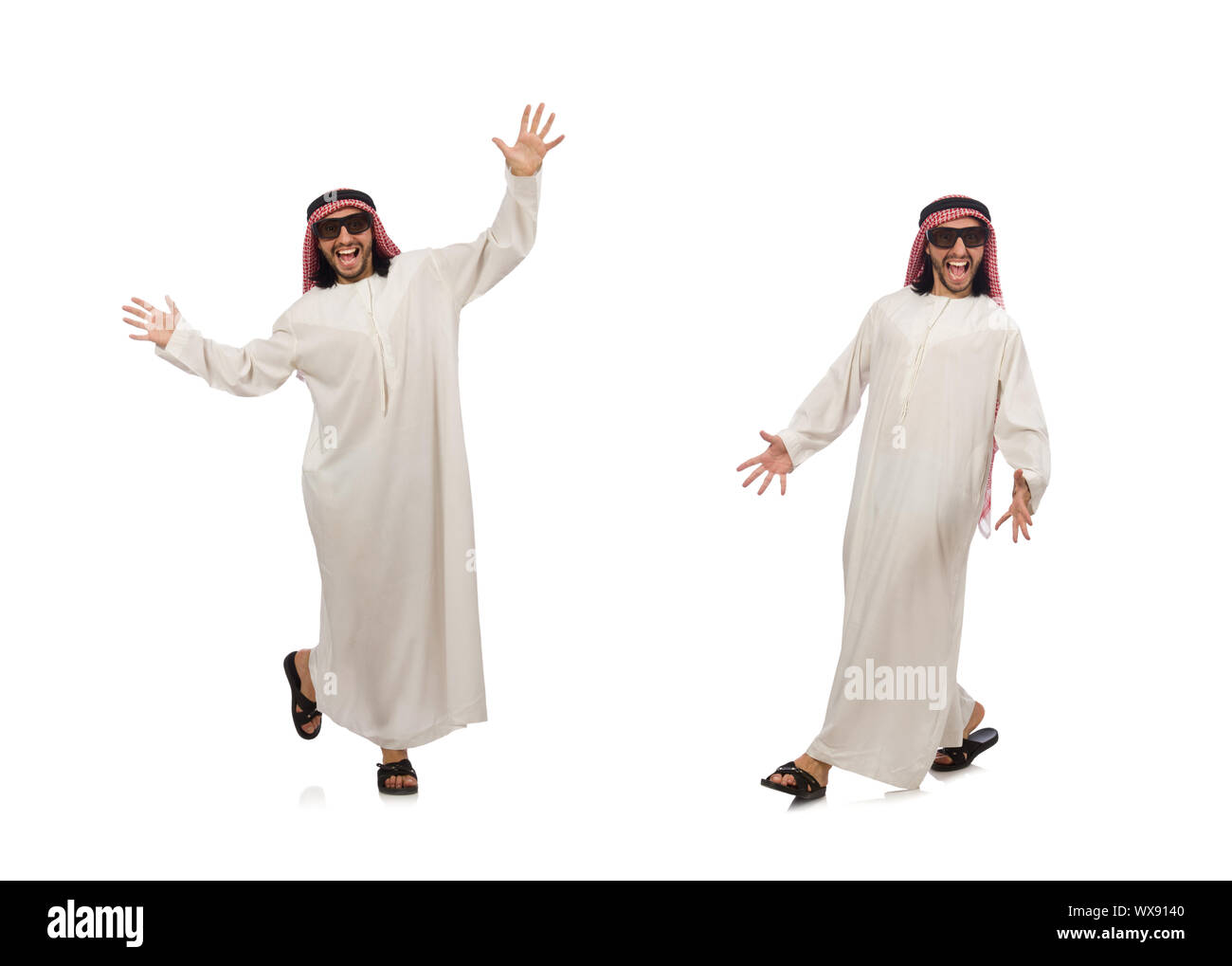 Heureux l'homme arabe isolated on white Banque D'Images