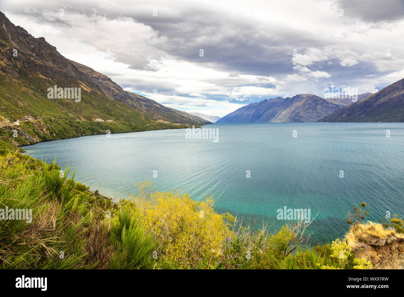 Le lac Wakatipu dans le sud de la Nouvelle Zélande Banque D'Images