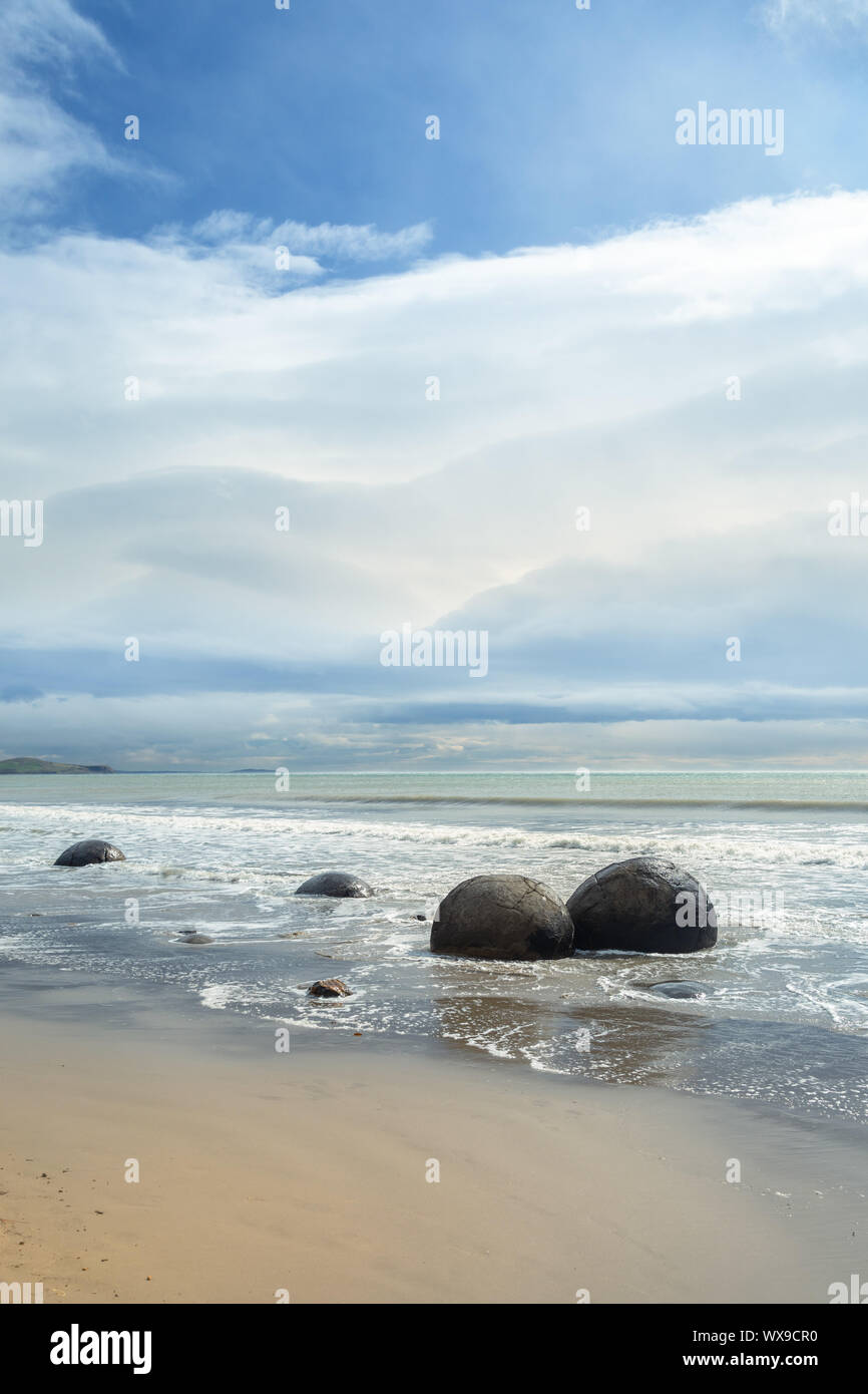 Rochers de la plage de Moeraki Nouvelle-zélande Banque D'Images