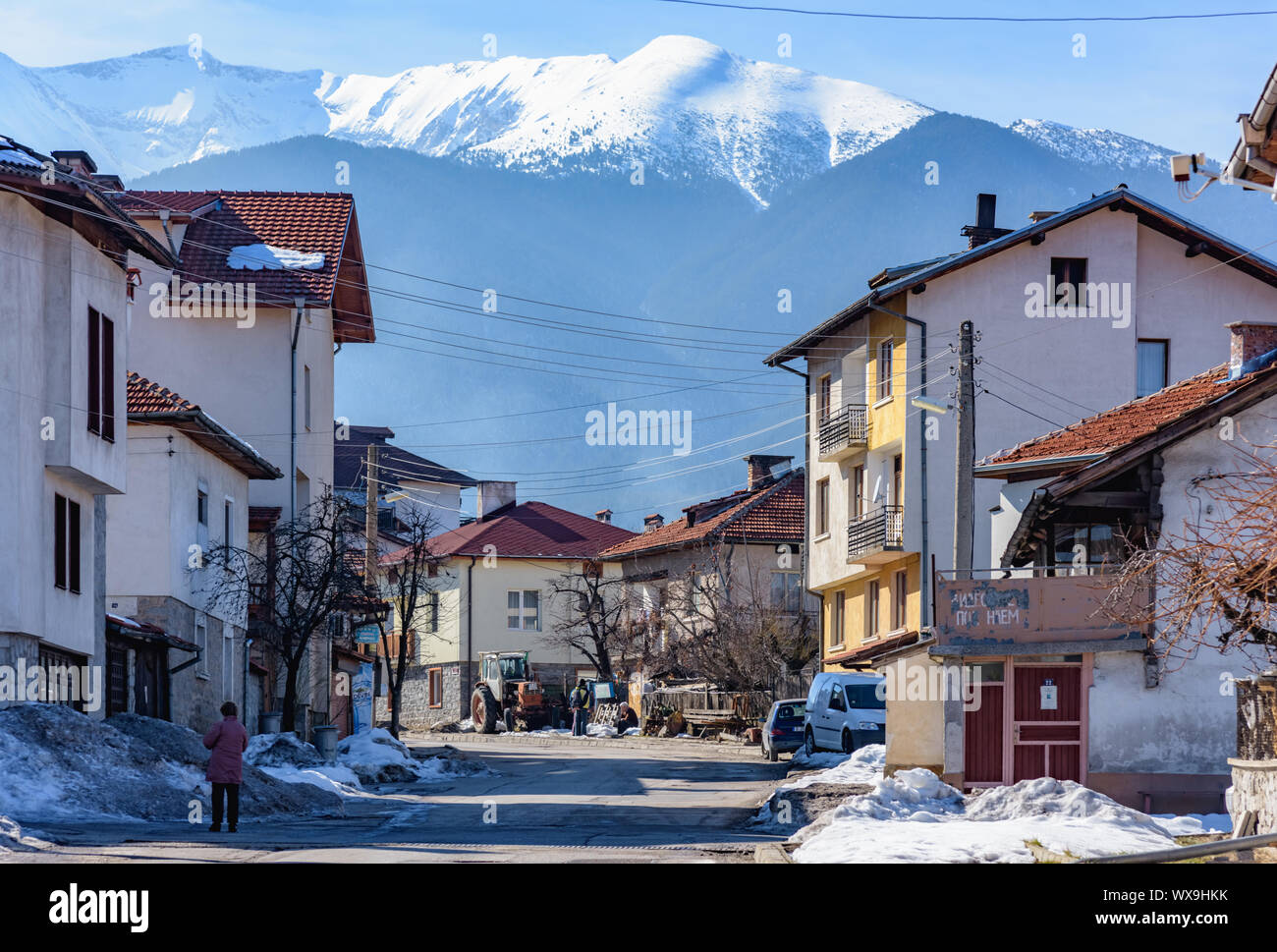Les rues de Bansko en Bulgarie Banque D'Images