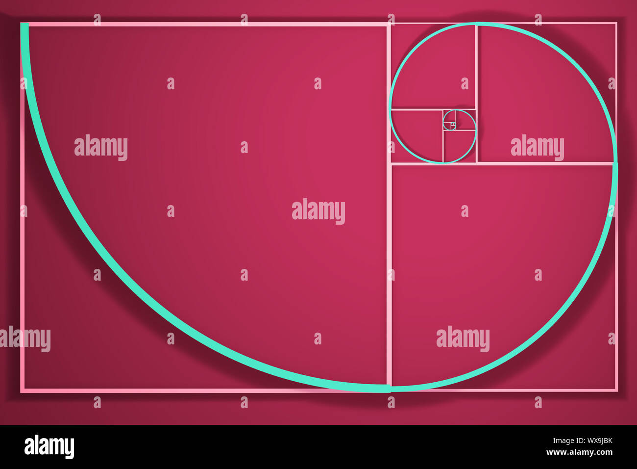 Schéma de la spirale de Fibonacci Banque D'Images