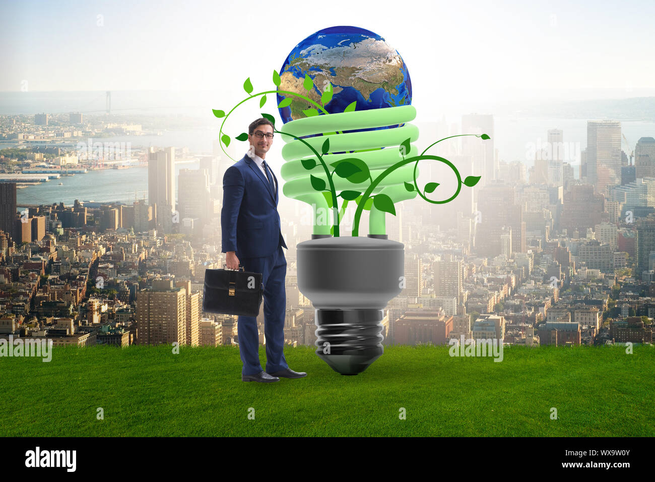 Concept de l'efficacité énergétique avec lightbulb Banque D'Images