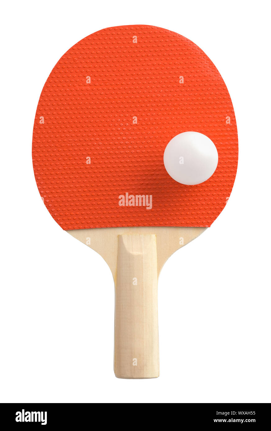Poing rouge Pong pagaie avec Ball Découper sur blanc. Banque D'Images
