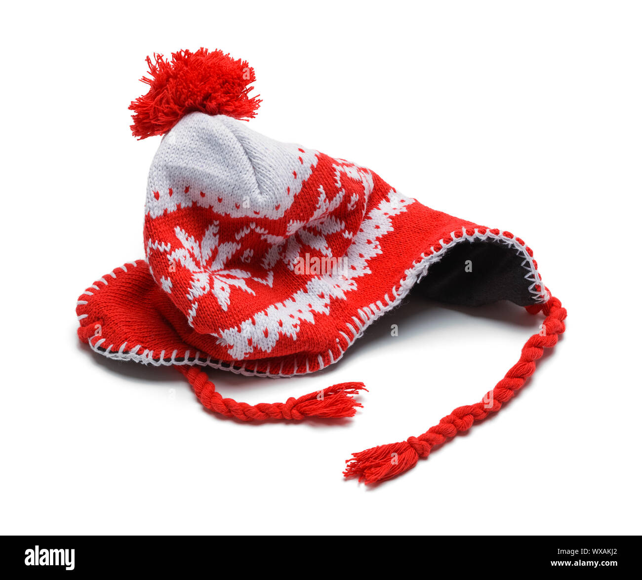 Stockage d'hiver rouge Hat isolé sur fond blanc. Banque D'Images