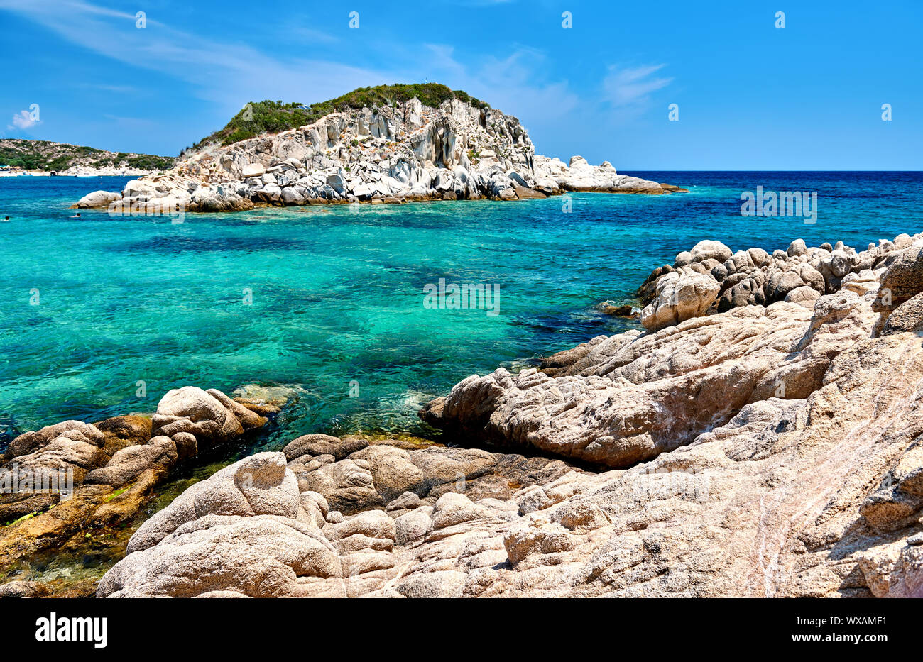 Belle plage paysage, Sithonia, Grèce Banque D'Images