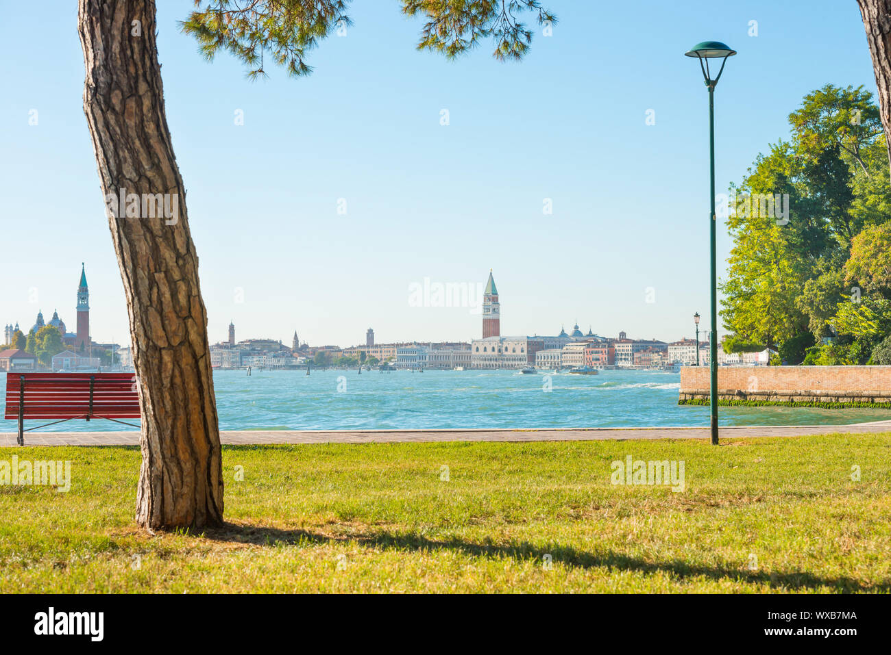 Parc avec vue sur la ville de Venise Banque D'Images