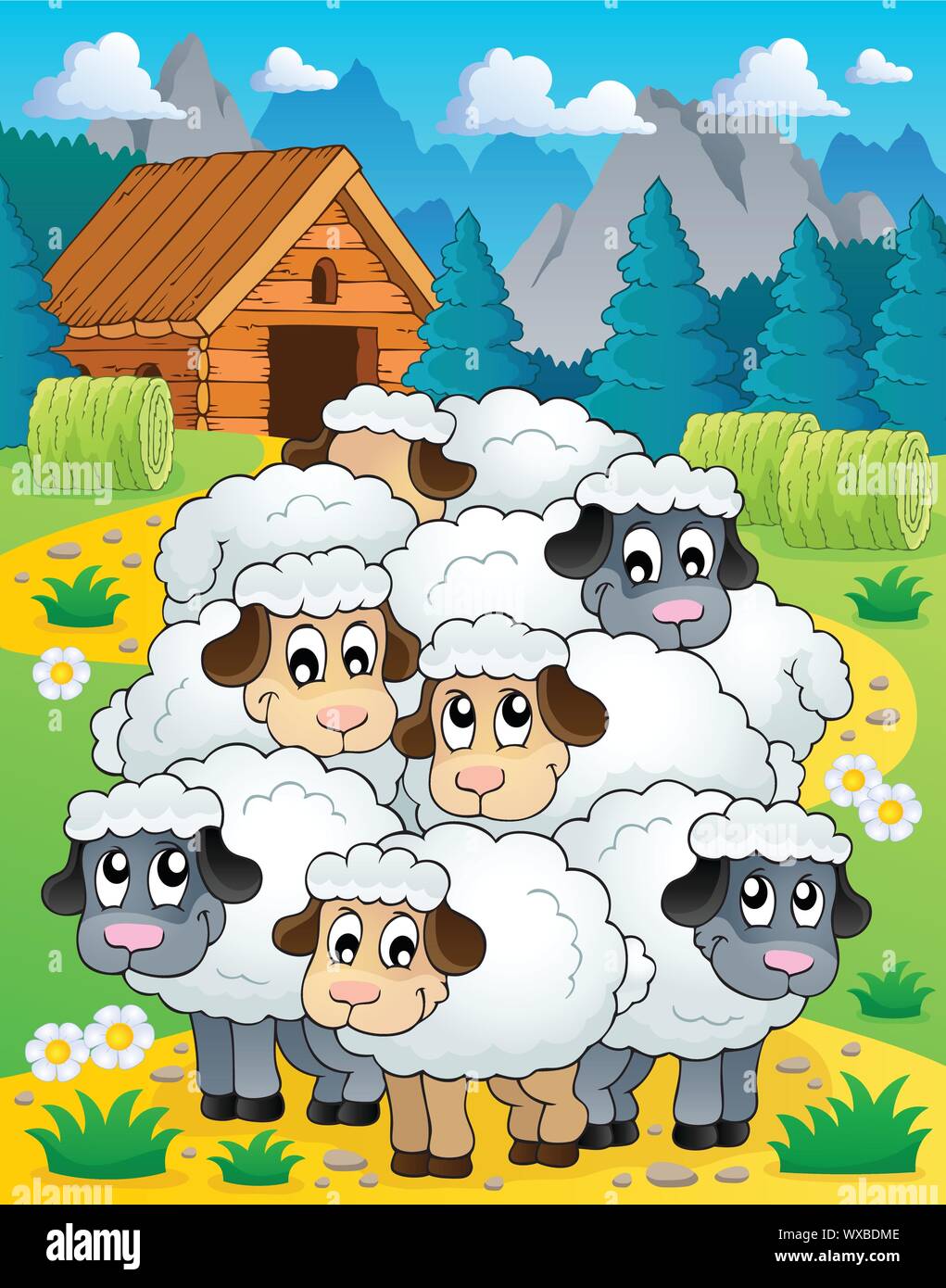 Thème libre 4 moutons Illustration de Vecteur