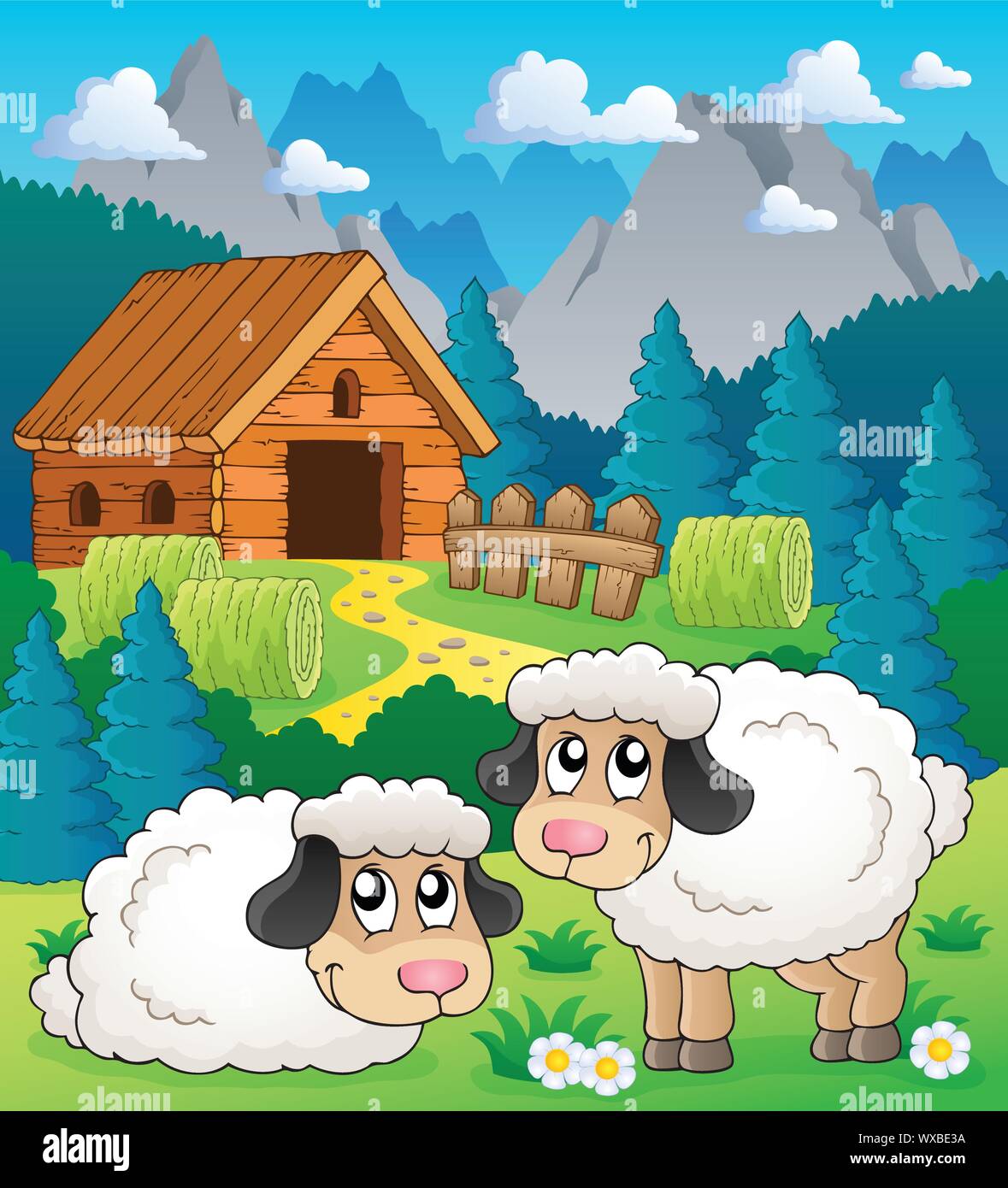 Thème libre 2 moutons Illustration de Vecteur