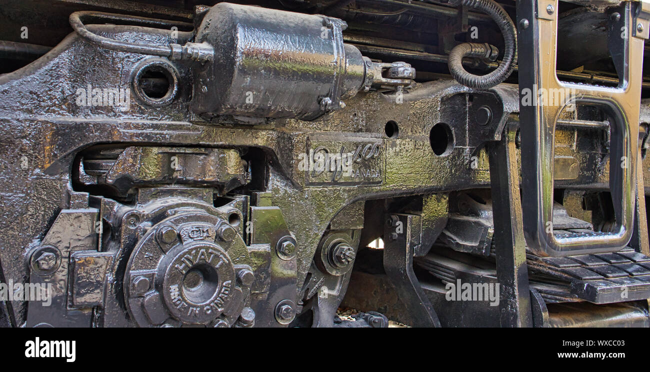 EMD F7 F7une locomotive diesel roues bogie close up # 2 Banque D'Images