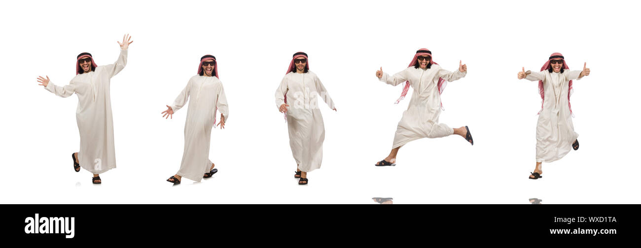 Heureux l'homme arabe isolated on white Banque D'Images