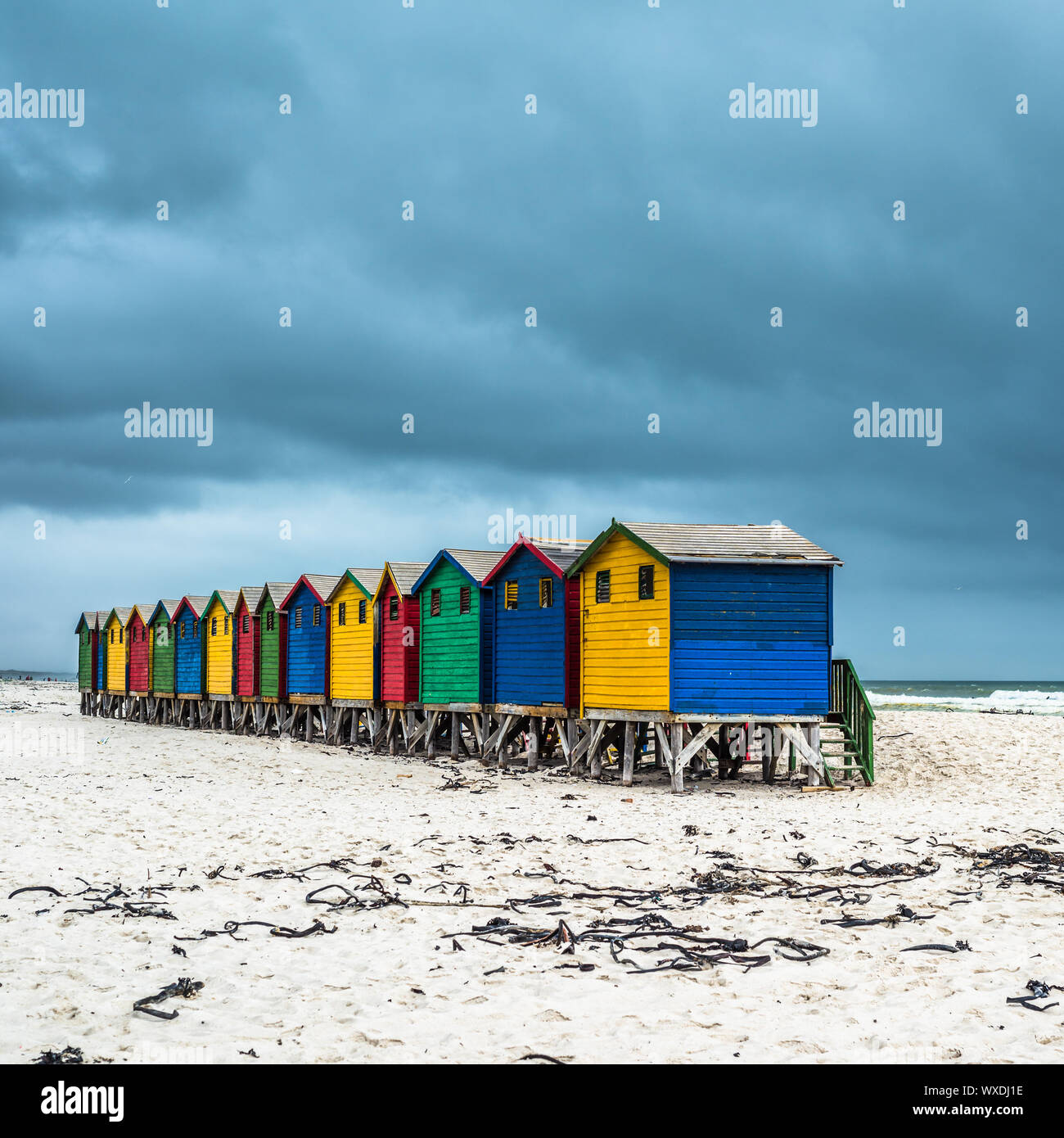 Maisons colorées à Muizenberg, en Afrique du Sud Banque D'Images