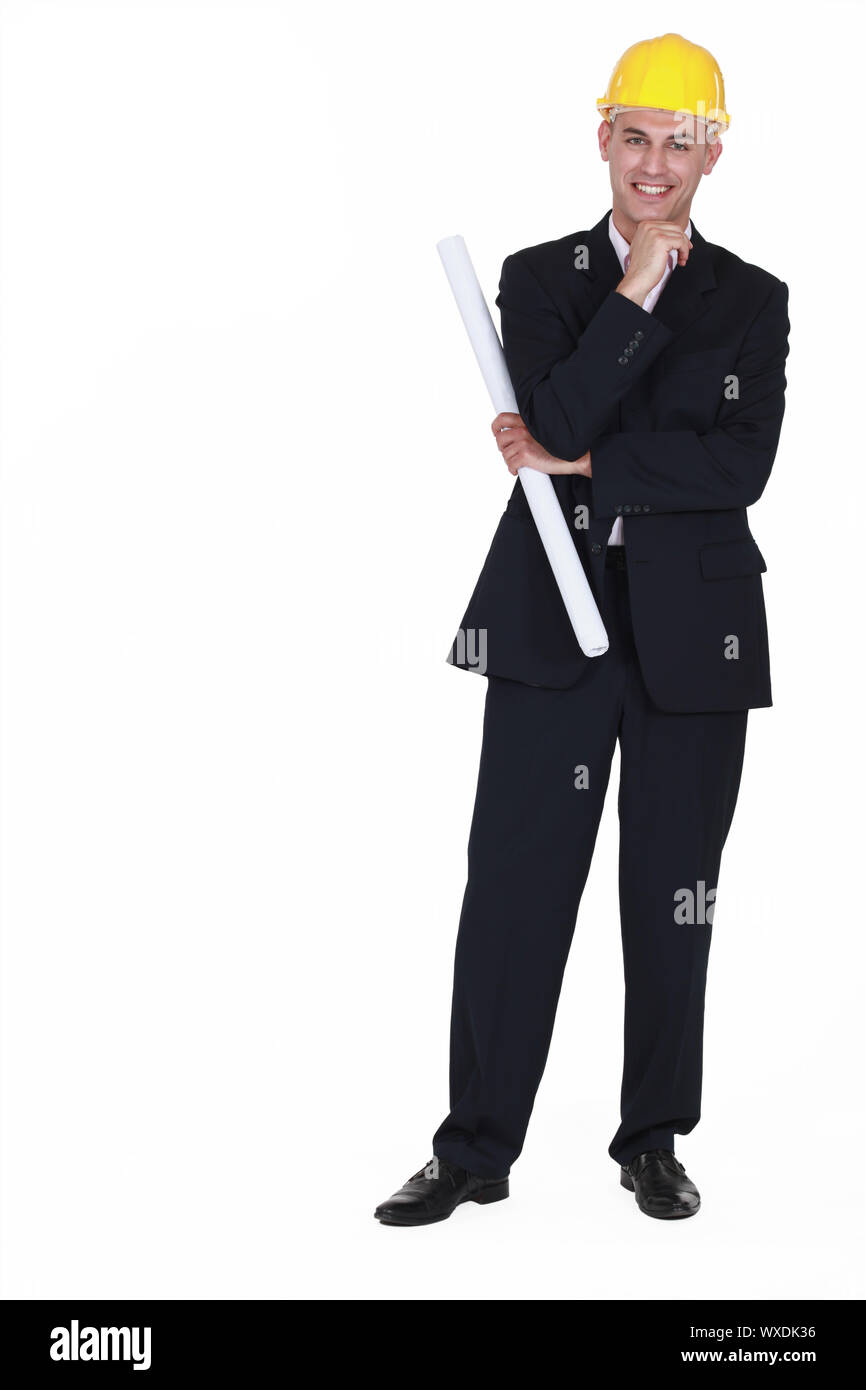 Ingénieur souriants portent un casque Banque D'Images