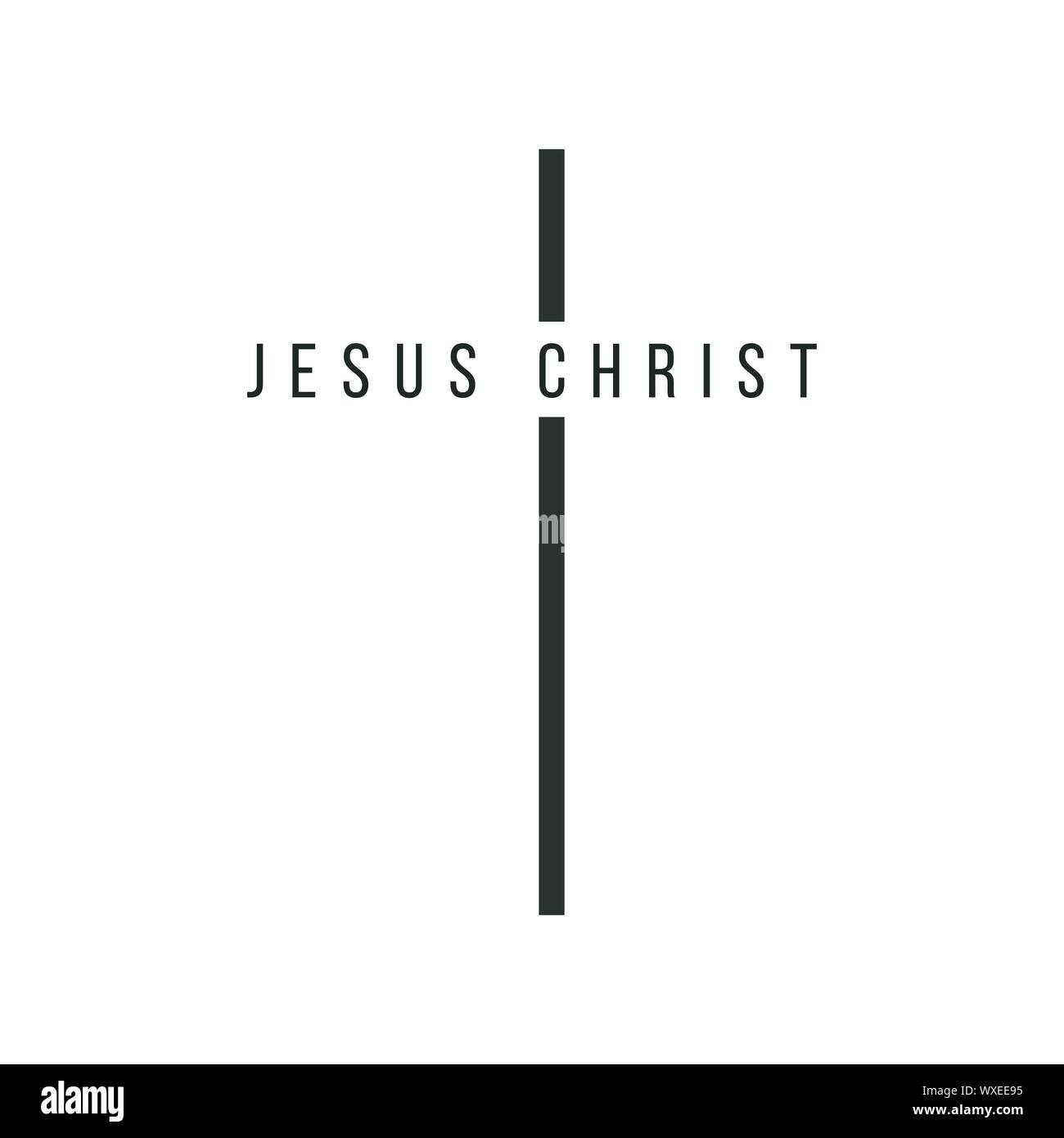Mots Jésus Christ en croix, symbole chrétien. Stock vector illustration isolé sur fond blanc Illustration de Vecteur