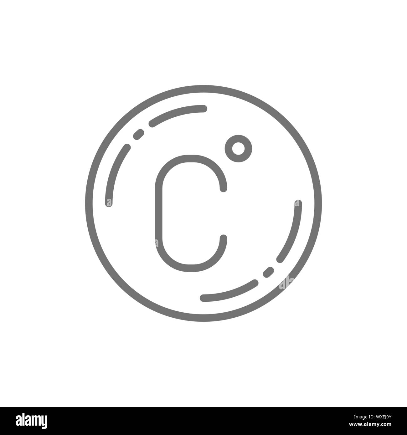 Vector de la température en degrés Celsius, l'icône de la ligne du thermomètre. Illustration de Vecteur