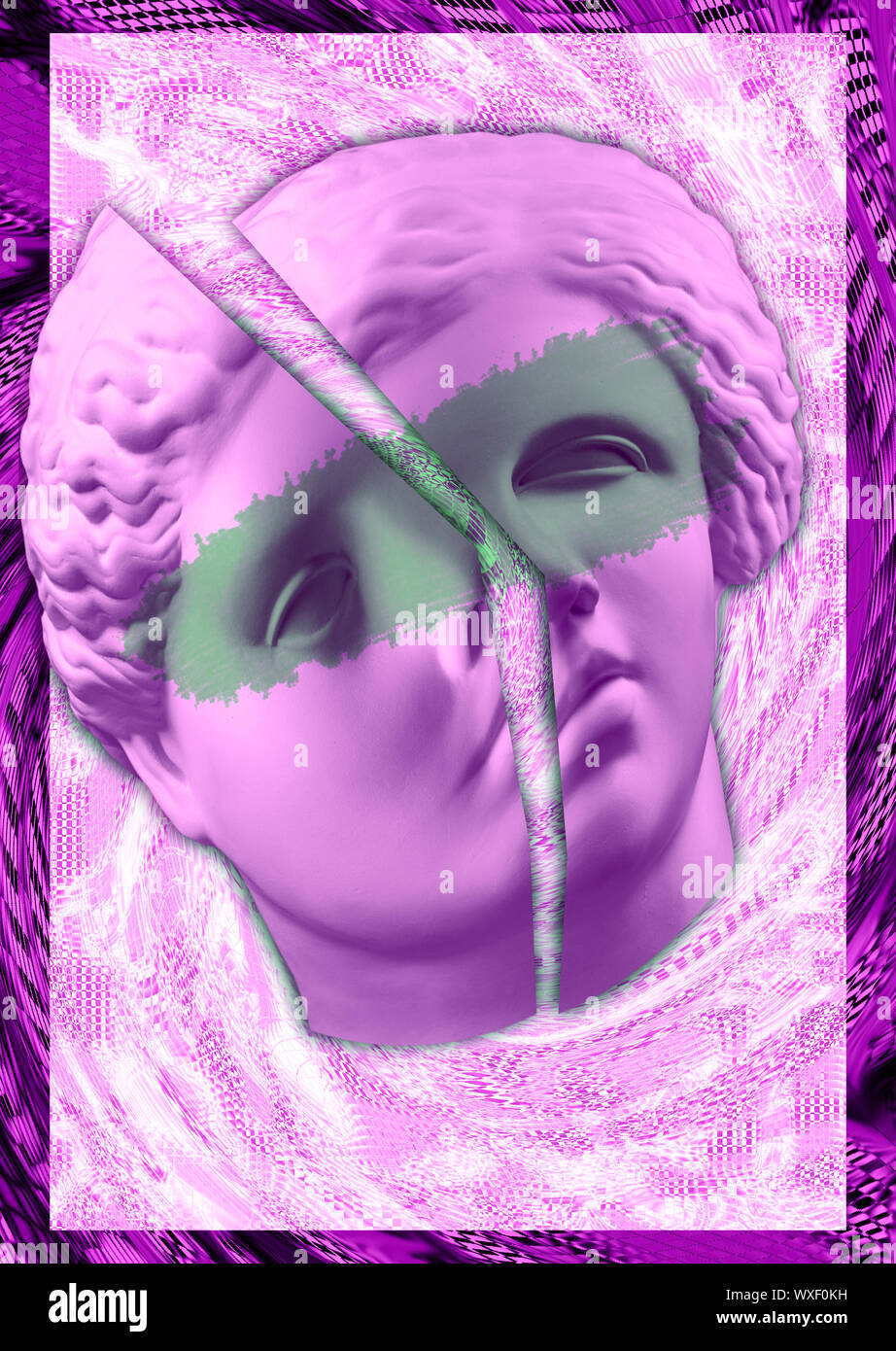 Affiche d'art conceptuel moderne avec l'ancienne statue de buste de Vénus. Collage de l'art contemporain. Banque D'Images