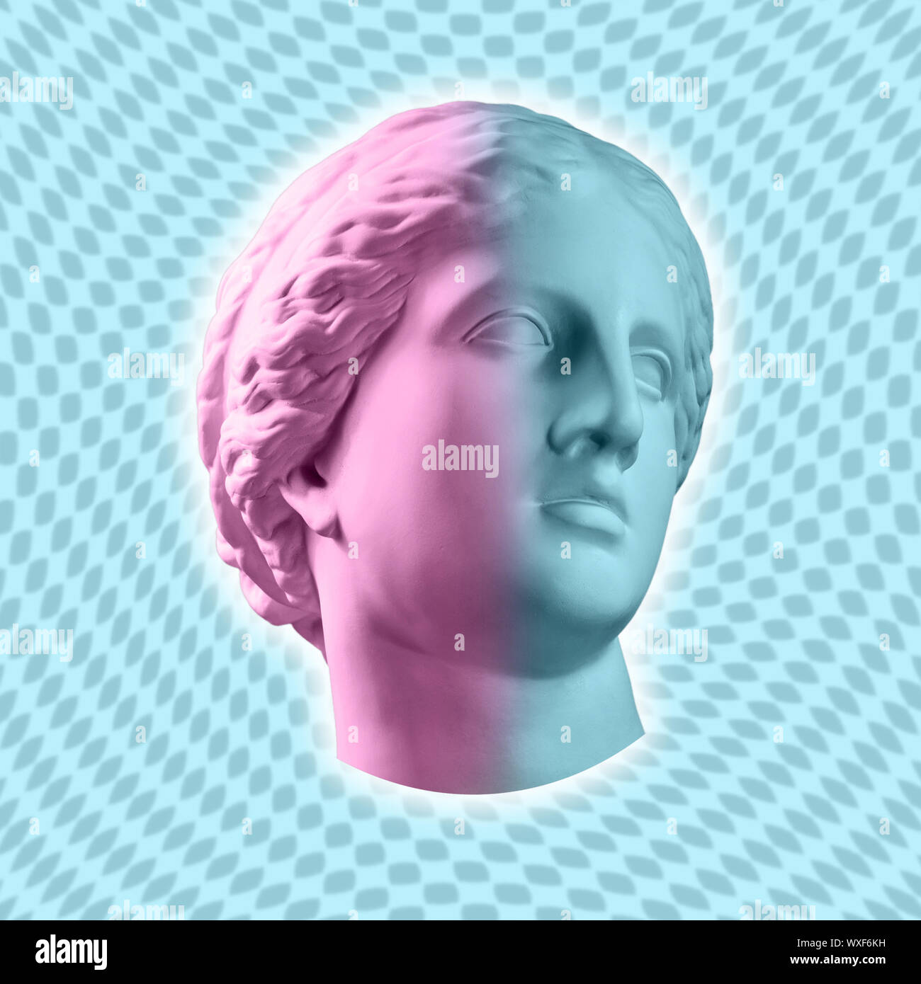 Affiche d'art conceptuel moderne avec l'ancienne statue de buste de Vénus. Collage de l'art contemporain. Banque D'Images