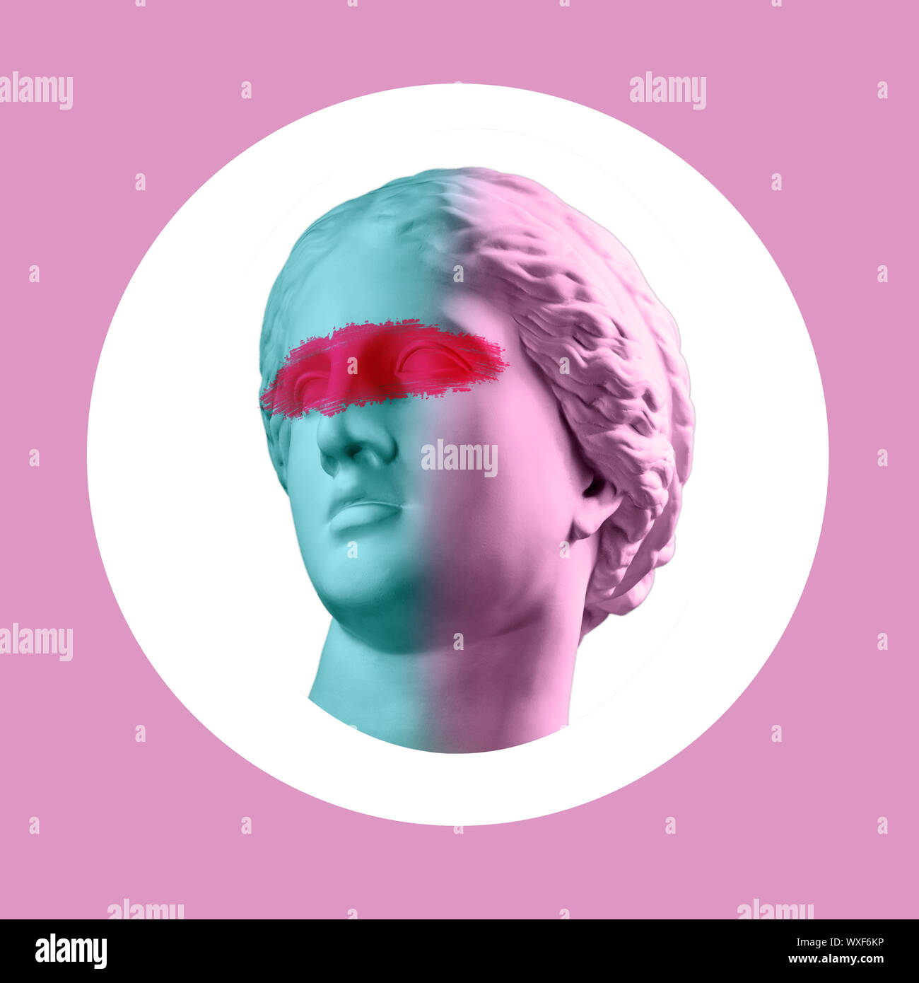 Affiche d'art conceptuel moderne avec l'ancienne statue de buste de Vénus. Collage de l'art contemporain. Banque D'Images