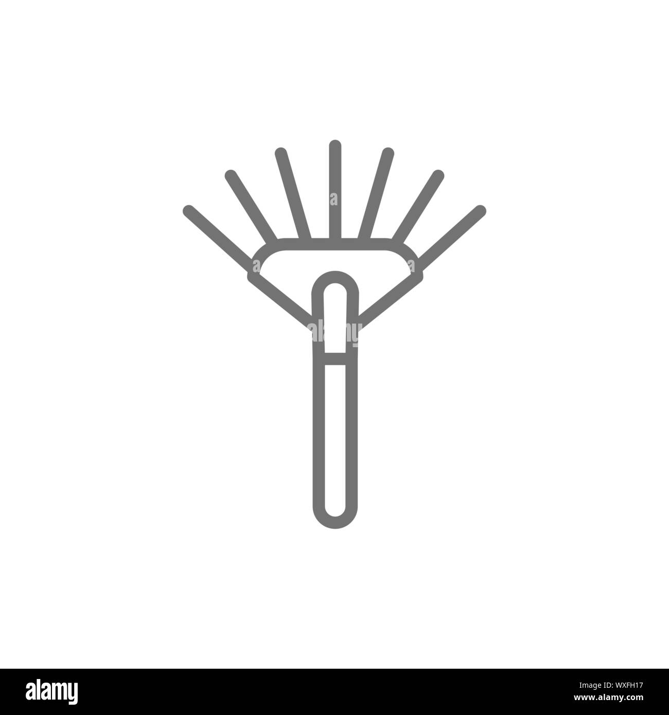 Râteau, l'icône de la ligne de pitchfork. Isolé sur fond blanc Illustration de Vecteur