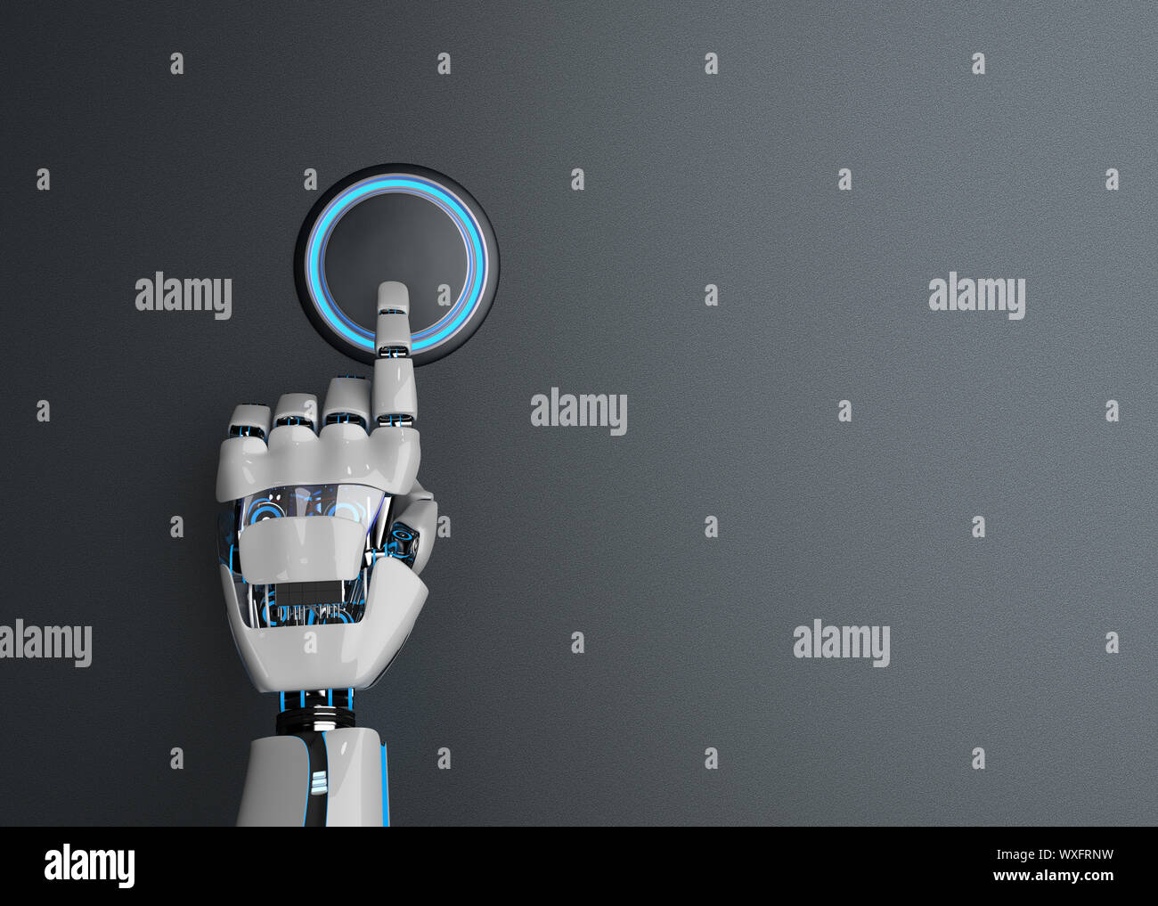 Bouton Main Robot humanoïde Banque D'Images