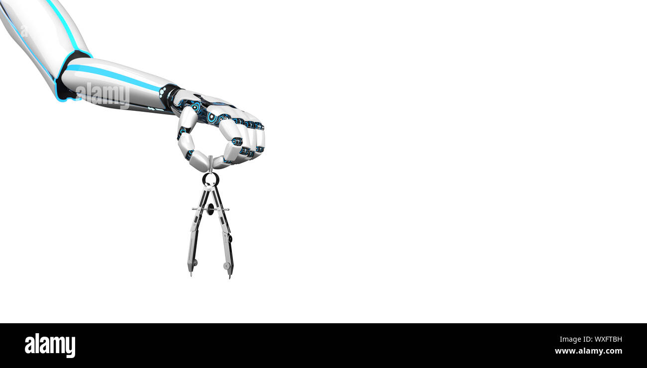 Robot humanoïde compas à main Banque D'Images