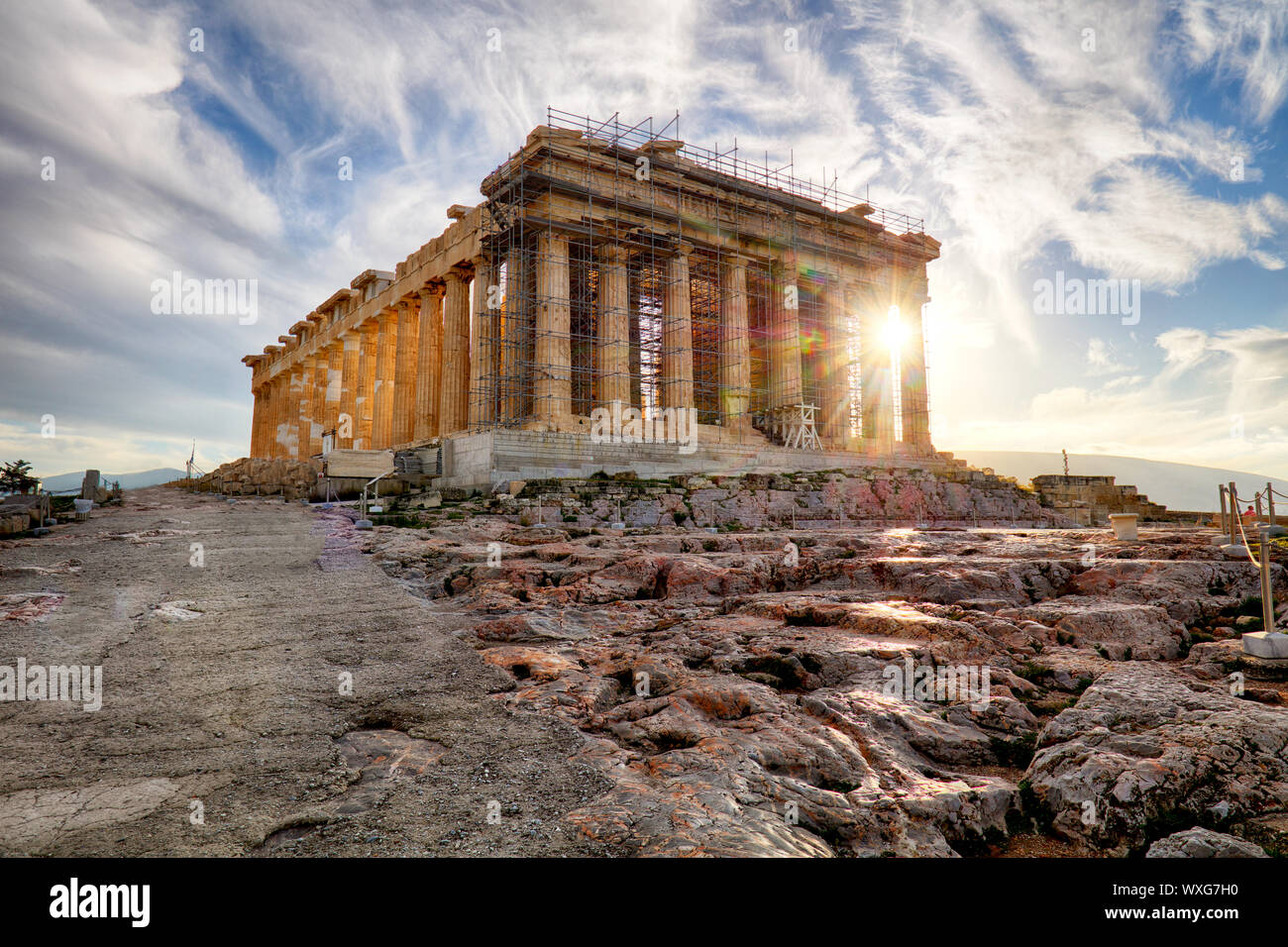 Athènes - Le Parthénon sur l'Acropole au lever du soleil en Grèce Banque D'Images