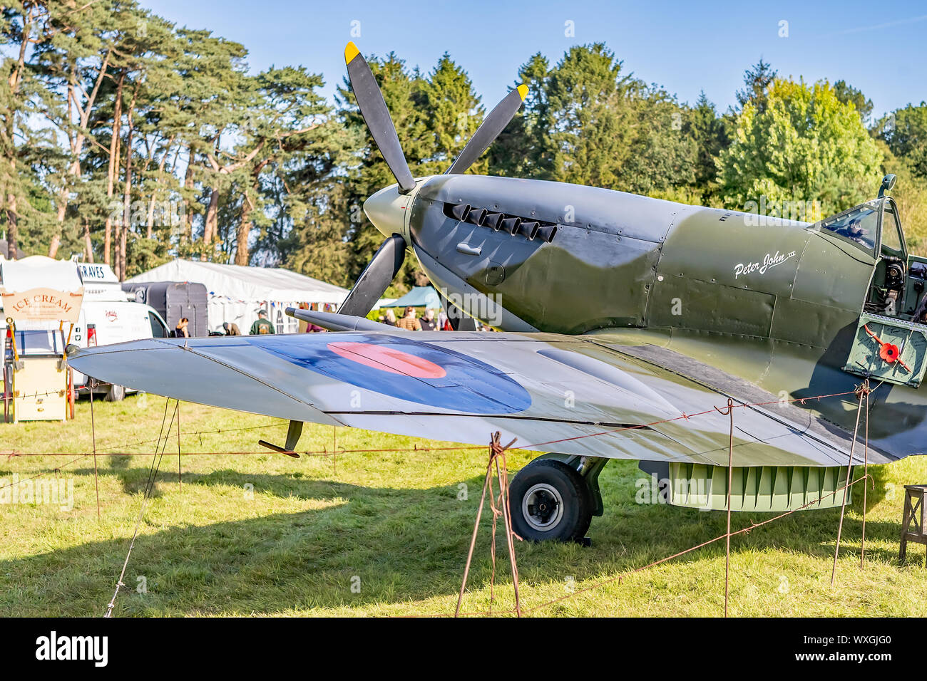 L'extrémité avant d'un avion Spitfire sur l'affichage à l'assemblée annuelle 40 week-end à Holt Norfolk Banque D'Images