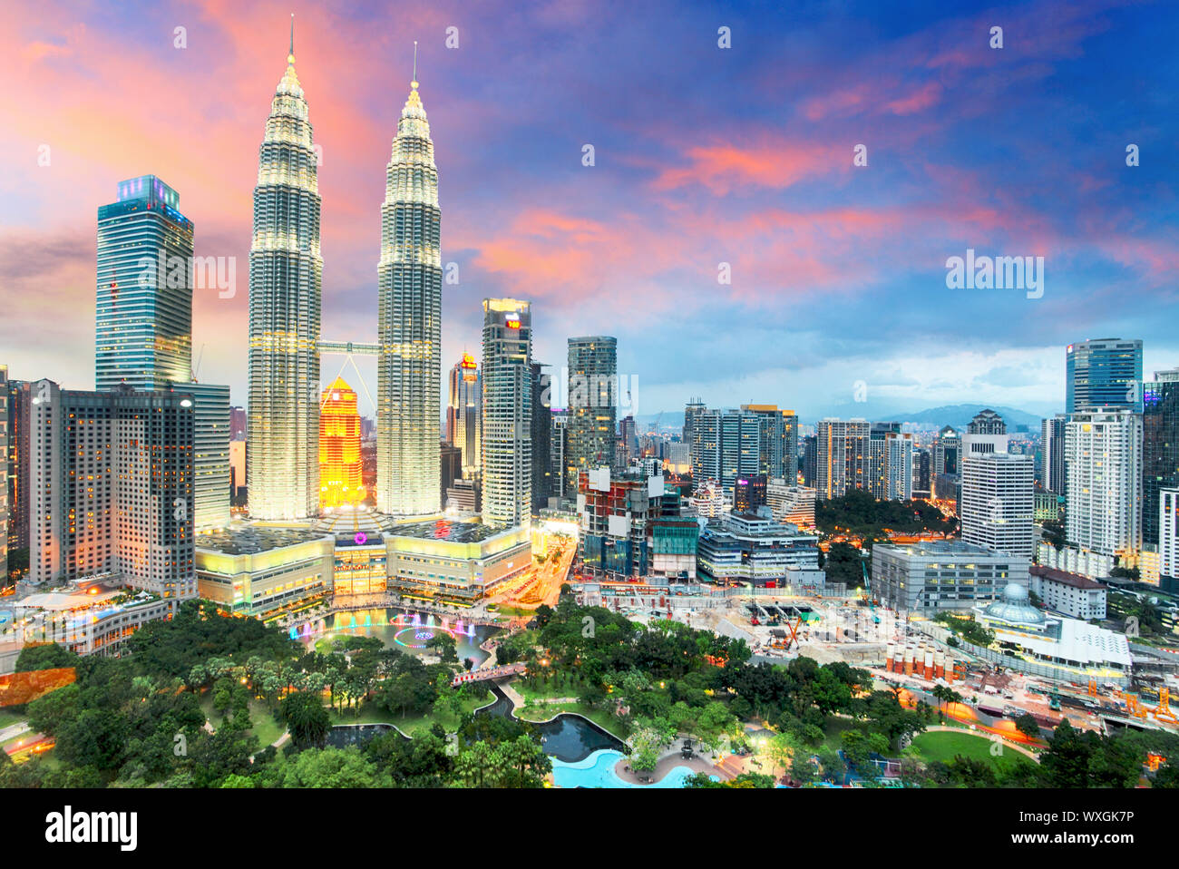 Vue de dessus de l'horizon de Kuala Lumper au crépuscule Banque D'Images