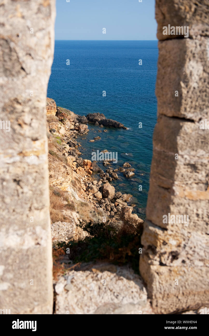 Coron château vénitien avec un trou dans le mur Banque D'Images