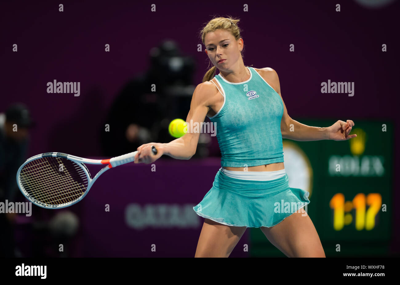 Camila Giorgi de l'Italie en action lors du premier tour à l'Open du Qatar  2019 WTA tennis Total Premier tournoi Photo Stock - Alamy
