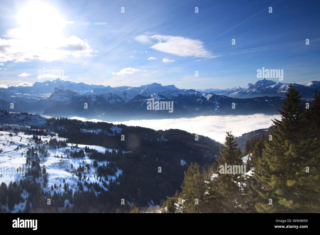 L'heure d'hiver dans les Alpes, crépuscule Banque D'Images