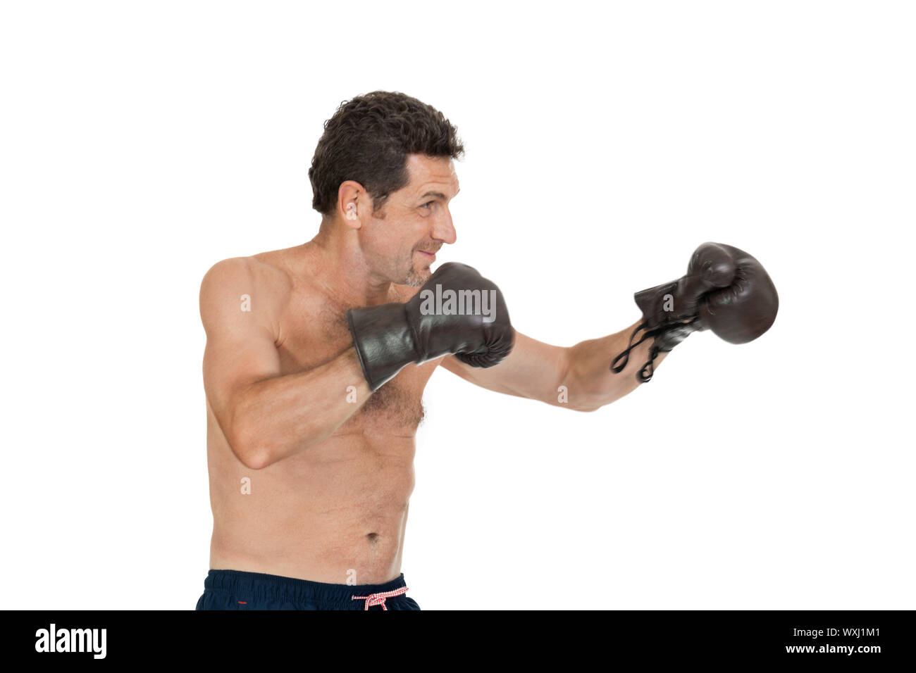 Des profils smiling man boxing gants isolés boxer sport Banque D'Images
