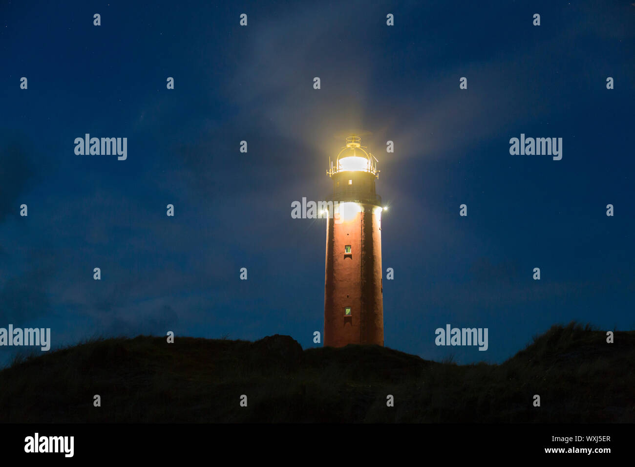 Eierland phare sur l'extrémité nord de l'île hollandaise de Texel. Pays-bas Banque D'Images
