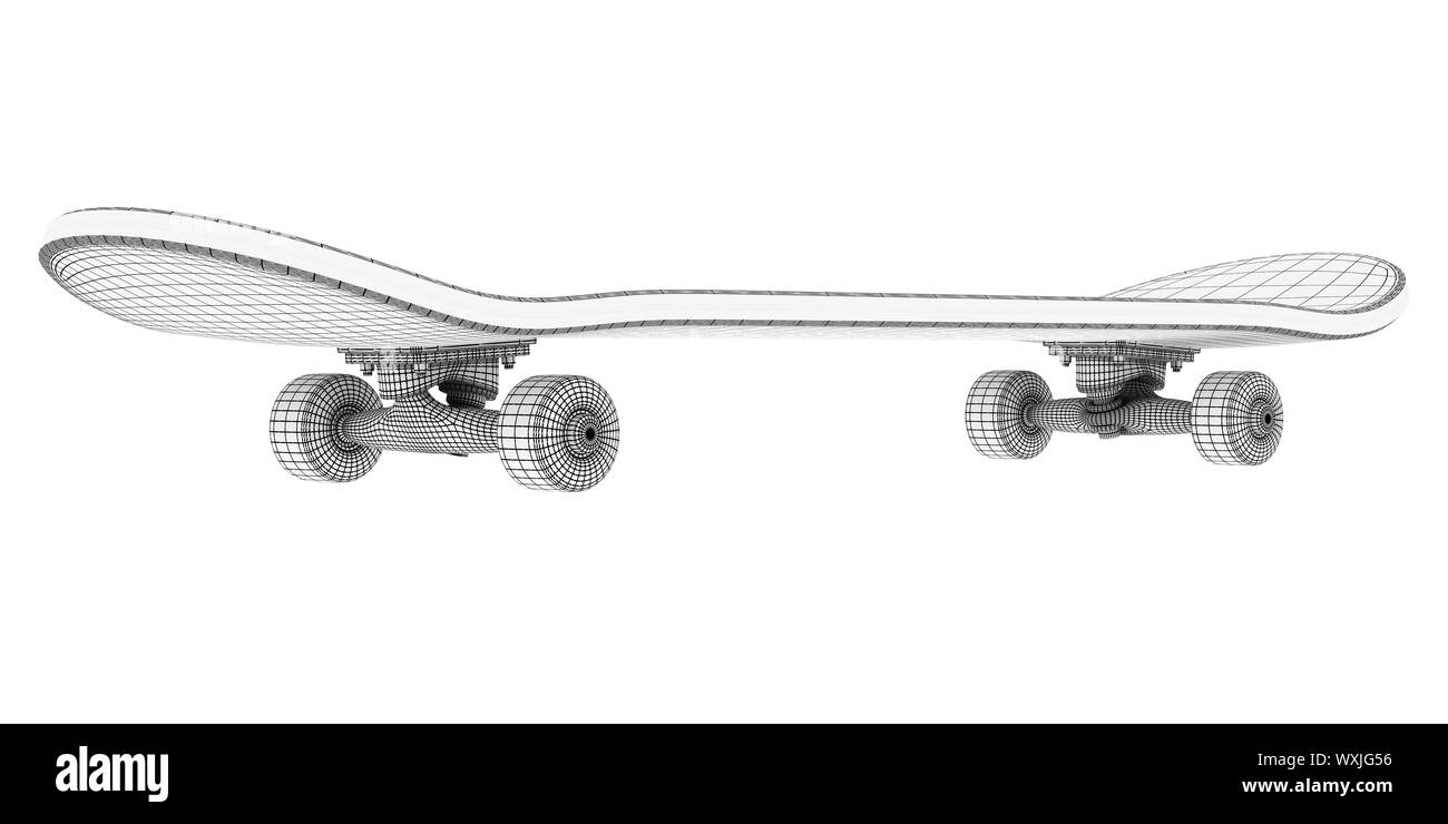 Tout nouveau skate, représenté sur un fond blanc Banque D'Images