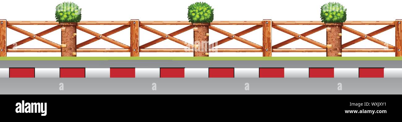 Clôture avec plante et illustration routière Illustration de Vecteur