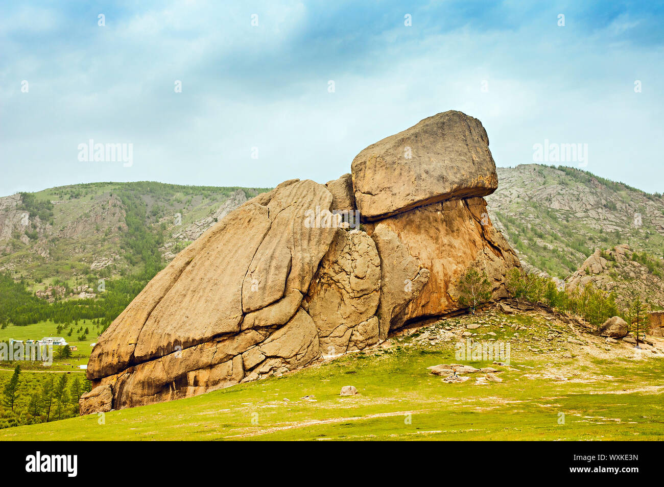 Turtle Rock dans le Parc National de Terelj Mongolie Banque D'Images