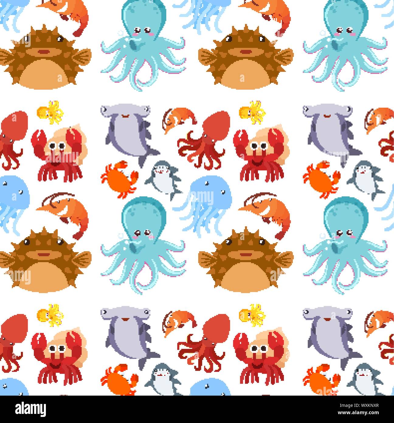 La conception d'arrière-plan transparent avec les créatures de la mer illustration Illustration de Vecteur