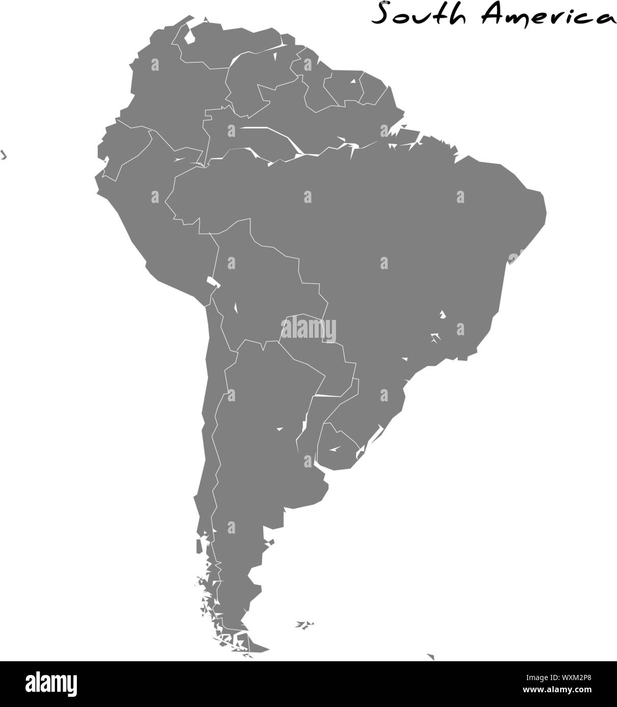 La qualité élevée de l'Amérique du Sud et les frontières des régions Illustration de Vecteur