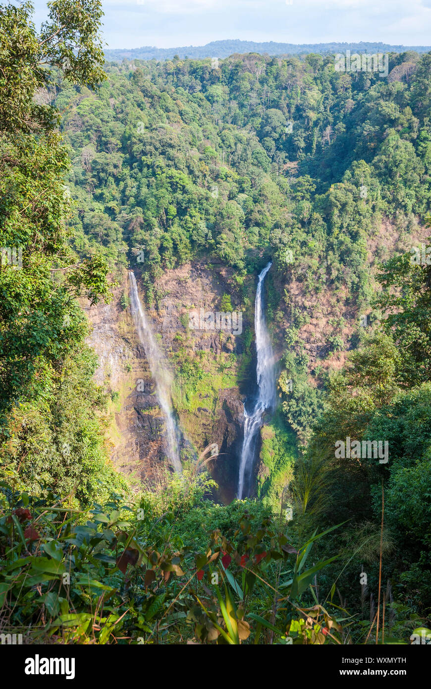 Superbe cascade de Tad Fane, ci-dessus, le Laos Paksong Banque D'Images