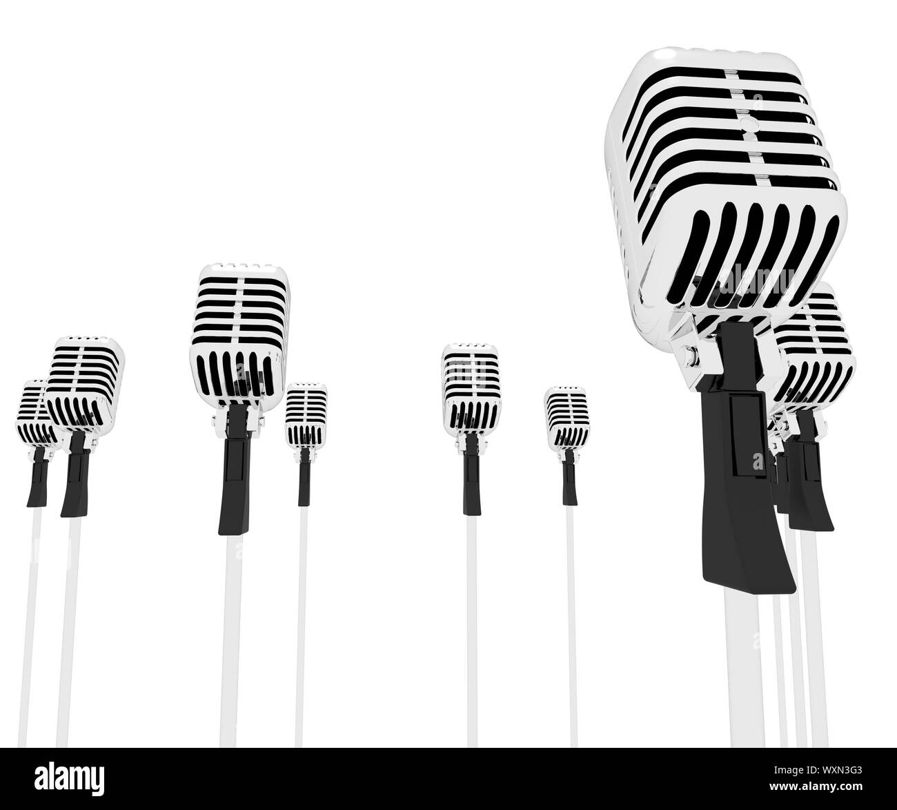 Discours Microphones Mic montrant la performance ou l'exécution de la musique Banque D'Images