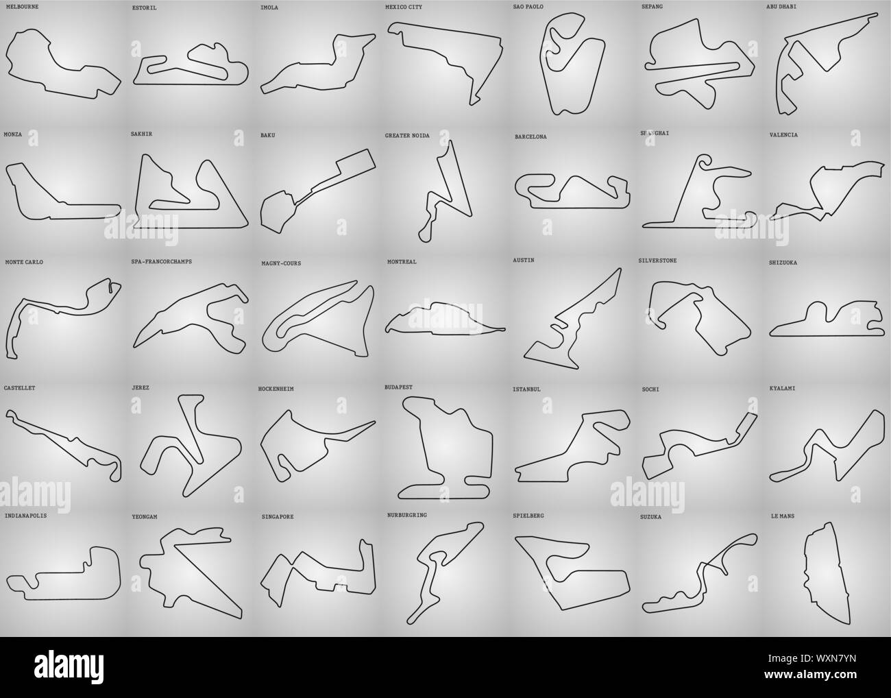 Jeu de piste de course de grand prix circuit. pour le sport automobile et d'autosport. Vector illustration Illustration de Vecteur
