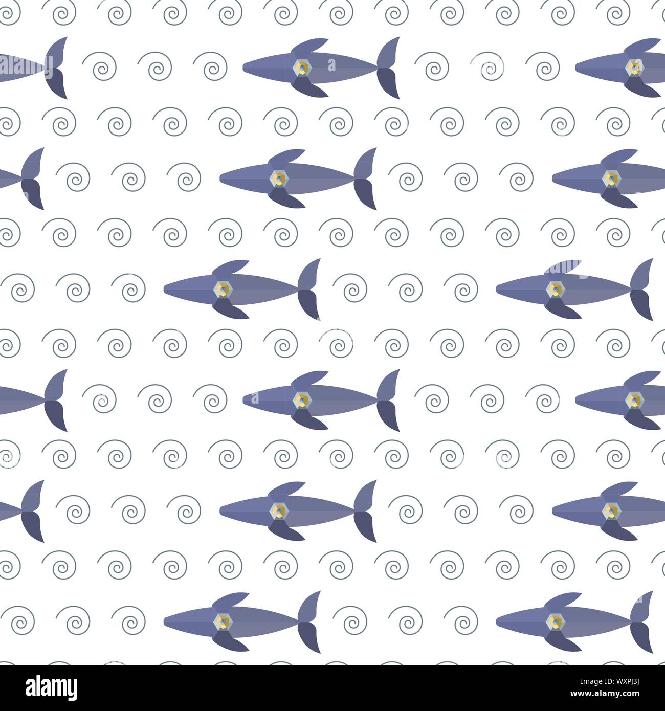Modèle logique de baleines colorées avec le mécanicien du cœur sur fond blanc. Low poly imitation, peuvent être imprimés sur textile, papier peint, papier d'emballage, cartes de vœux, décoration de mariage, etc. L'illustration vectorielle. EPS10 Illustration de Vecteur