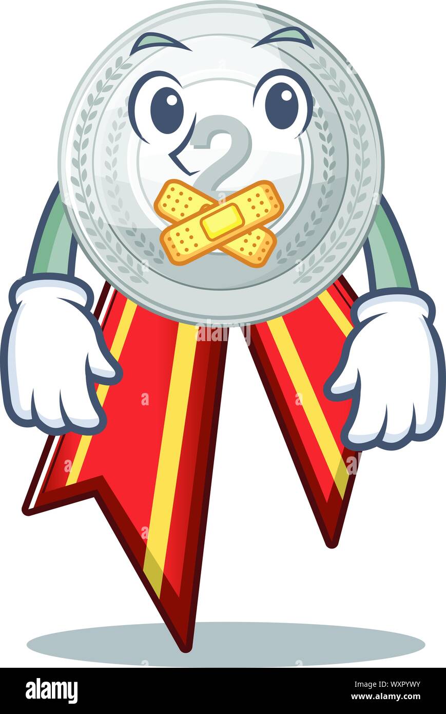 Le silence sur la médaille d'mascot placard Illustration de Vecteur