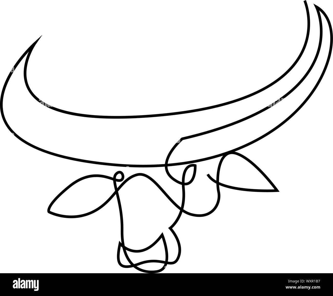 Ligne continue ou buffalo bull head. Seule ligne vector illustration. Style minimal Illustration de Vecteur