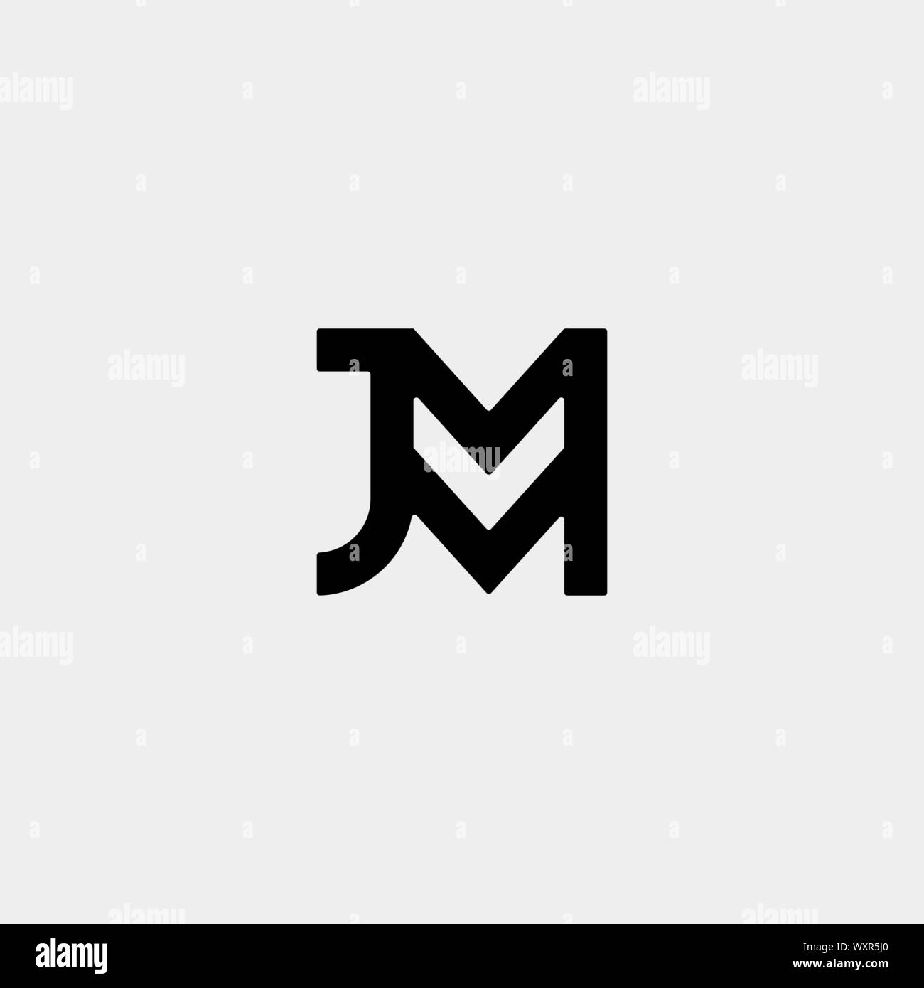 Lettre JM MJ M J Monogramme Logo Design Icône minimal avec la couleur noire Illustration de Vecteur